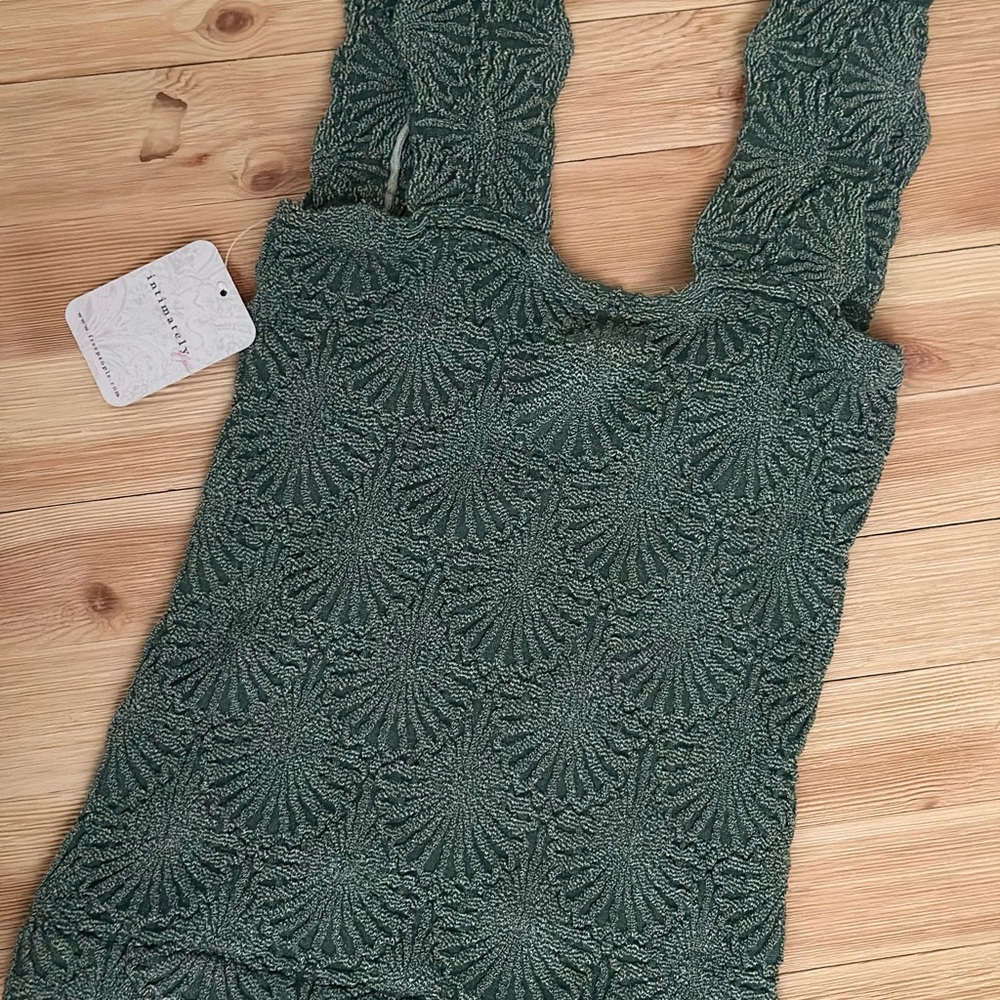 Free People Forest Green Textured Tank Top